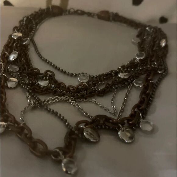 Lia Sofia wayfarer multi chain convertible necklace crystal silver bling - Picture 5 of 7